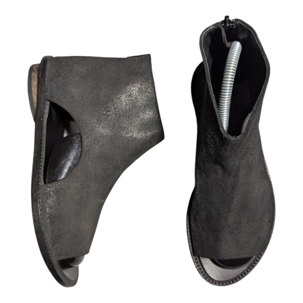 Walk by Anat Dahari Black Leather Handmade Open Toe Closed Heel Sandals 37 6.5
